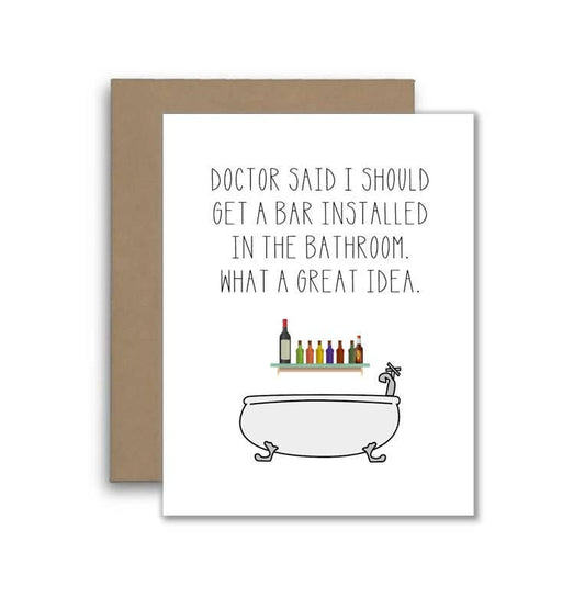 Funny Bathroom Bar Installation Birthday Card