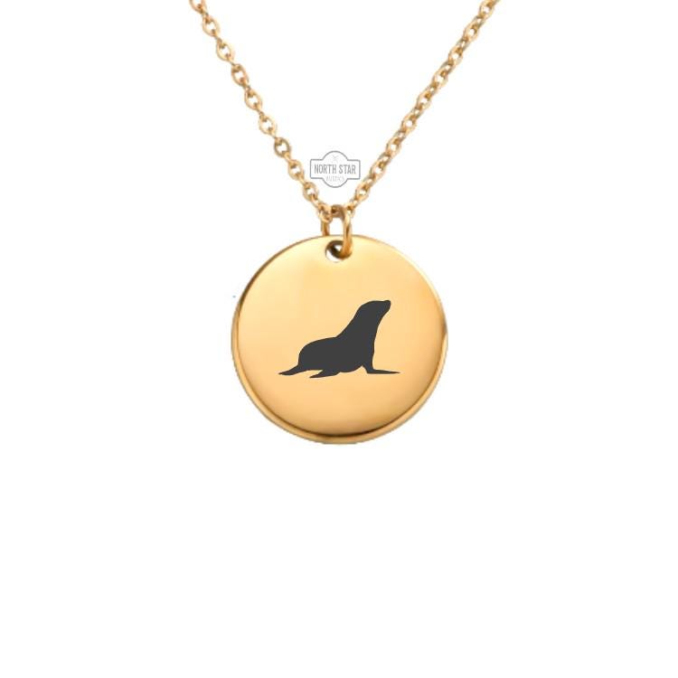 Sea Lion Necklace - Animal Marine Wildlife Gold or Silver Minimalist Dainty Engraved Custom Pendant Charm Jewelry - Personalized Gift