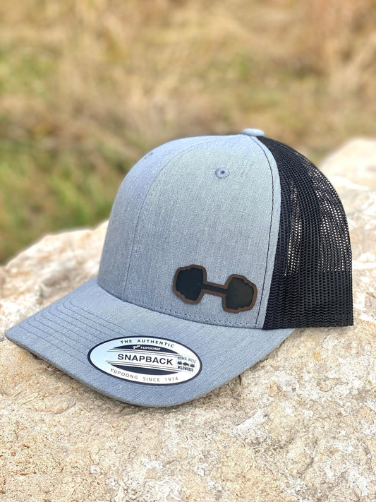 Barbell Hat – Fitness Snapback or Trucker Cap for Weightlifters and Gym Enthusiasts – Workout Hat with Barbell Design for Him or Her