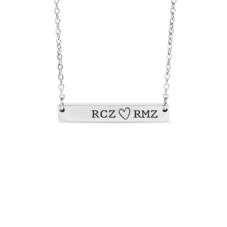 Couples Initials with Heart Bar Necklace or Keychain – Personalized Love Gift – Engraved Jewelry for Anniversary or Wedding