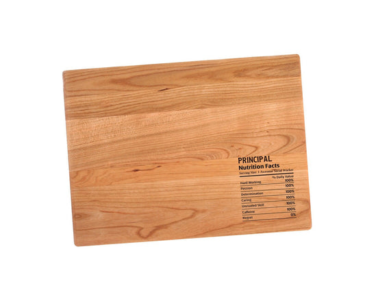 Principal Nutritional Facts Cutting Board | Principal Charcuterie Board | Custom Serving Tray | Personalized Principal Gift