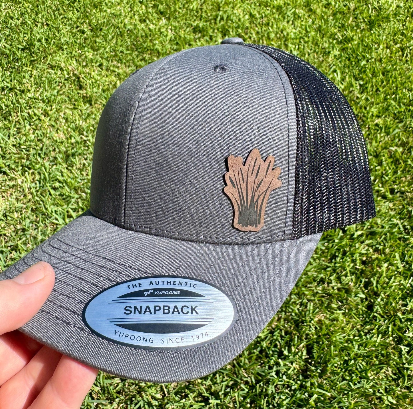 Reed Grass Patch Trucker Hat – Nature Snapback Cap, Lake Life Hat, Rustic Outdoor Gift, Pond Grass Engraved Hat
