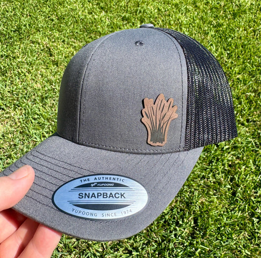 Reed Grass Patch Trucker Hat – Nature Snapback Cap, Lake Life Hat, Rustic Outdoor Gift, Pond Grass Engraved Hat
