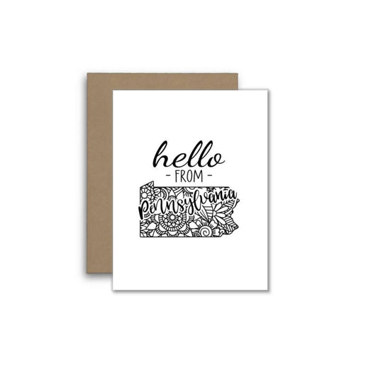 Hello from Pennsylvania Card – Boho Mandala State Outline