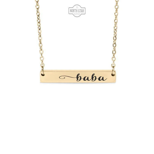Baba Bar Necklace or Keychain – Gift from Grandkids – Engraved Jewelry for Baba – Simple and Meaningful Family Keepsake