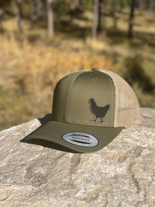 Chicken Hat – Trucker or Snapback Cap with Chicken Design – Funny Farm Hat for Chicken Lovers, Homesteaders & Backyard Farmers Fresh Eggs