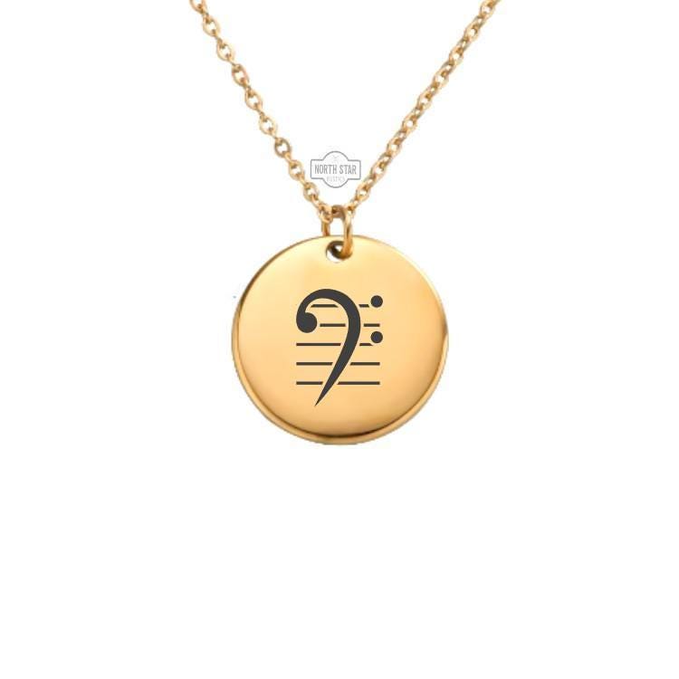 Bass Clef Necklace or Keychain – Personalized Music Gift in Gold or Silver, Musician Charm for Bass Players or Music Lovers