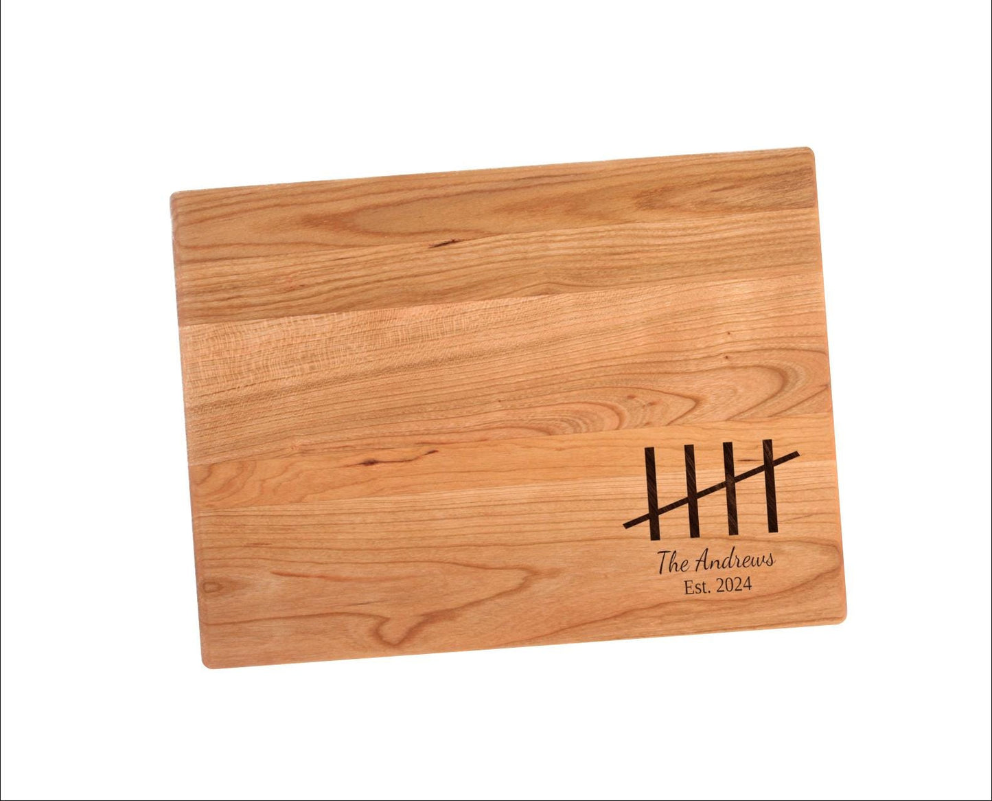 Fifth Year Wood Anniversary Cutting Board - 5th Anniversary Cutting Board, Wood Gift with Five Tally Marks Design, Engraved Kitchen Keepsake