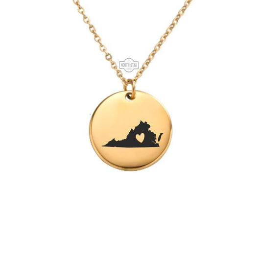 Virginia Necklace – Gold or Silver State Outline Charm – Personalized VA Jewelry Gift – Custom Home State Pendant – Keychain Available