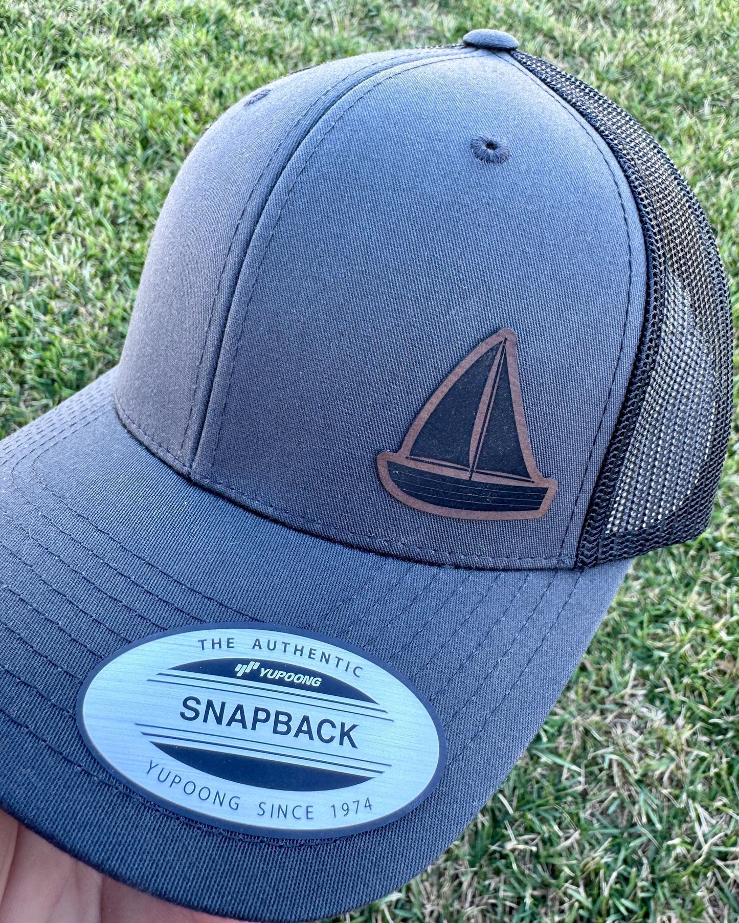 Sailboat  Trucker Hat – Snapback Cap with Engraved Sailboat Design, Nautical Gift, Coastal Style Adventure Hat
