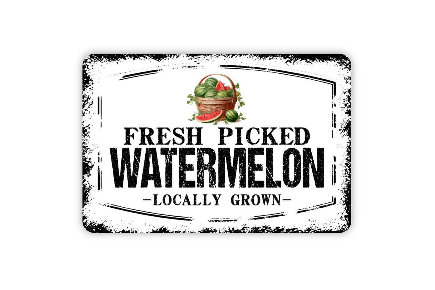 Fresh Picked Watermelon Locally Grown Sign - Watermelons Fruit Metal Sign Wall Art Indoor Or Outdoor