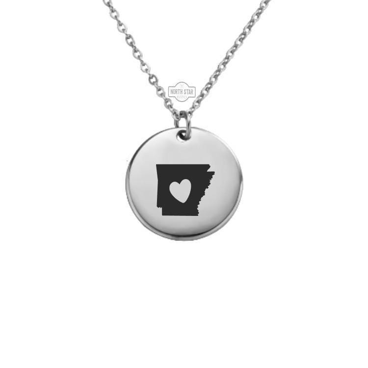 Arkansas Necklace – Gold or Silver State Outline Charm – Personalized Gift for AR Native or Grad – Southern Jewelry – Keychain Option