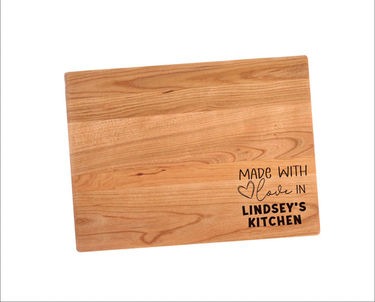 Made With Love Personalized Kitchen Cutting Board | Your Name Here Charcuterie Board | Custom Serving Tray | Personalized Gift