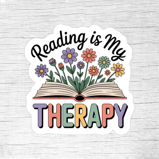 Reading Is My Therapy – Calming Comfort Book Lover Sticker