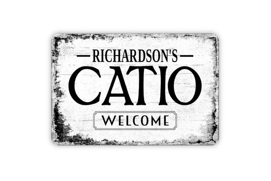 Catio Sign - Personalized Cat Kitten Metal Wall Art - Custom Name Sign