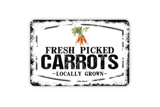 Fresh Picked Carrots Locally Grown Sign - Farm Fresh Vegetables Farmers Market Metal Sign Wall Art Indoor Or Outdoor