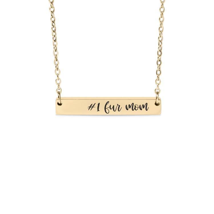 For #1 Fur Mom Bar Necklace or Keychain – Pet Lover Gift – Dog or Cat Mom Jewelry – Engraved Minimalist Accessory for Animal Moms