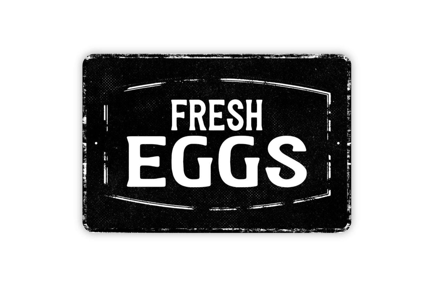 Fresh Eggs Sign - Chicken Hen Farm Fresh Metal Sign Wall Art - Vinyl Sticker Decal