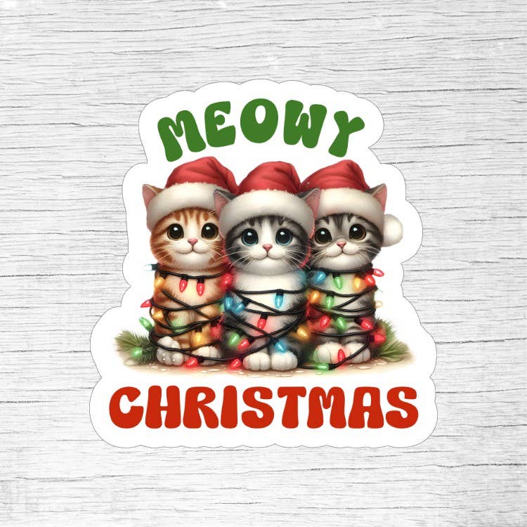Meowy Christmas Cute Cat Holiday Sticker