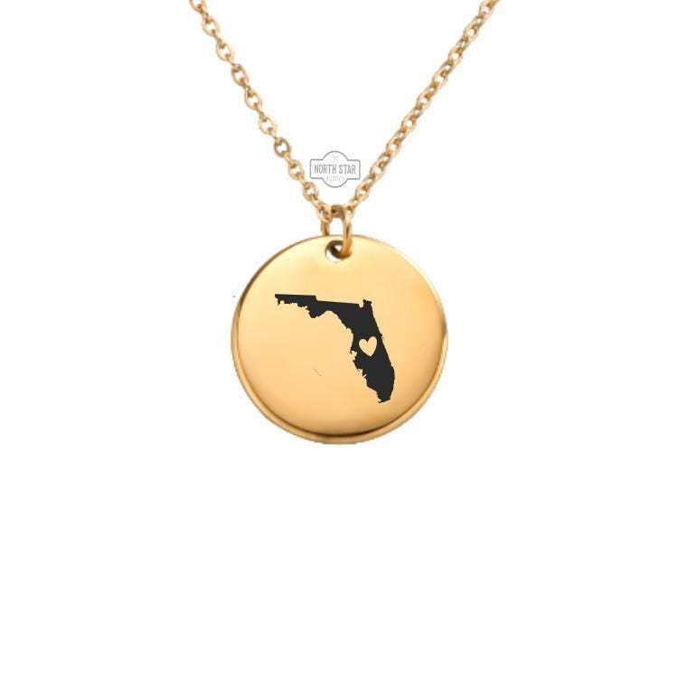 Florida Necklace – Gold or Silver State Outline Charm – Personalized FL Jewelry Gift – Custom Home State Pendant – Keychain Available