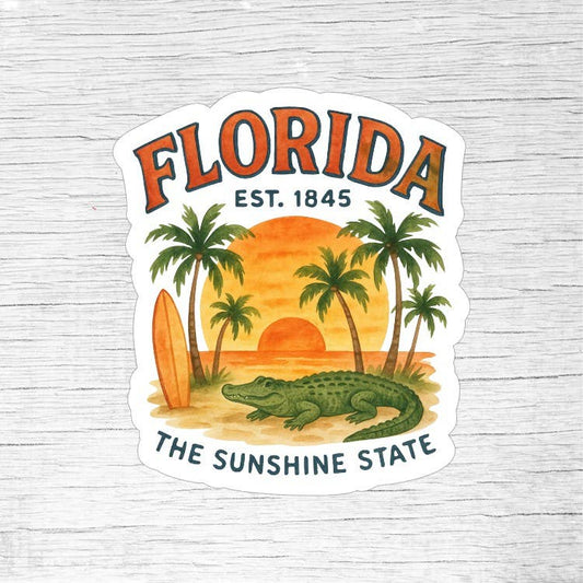 Florida State with Alligator Funny Souvenir Sticker