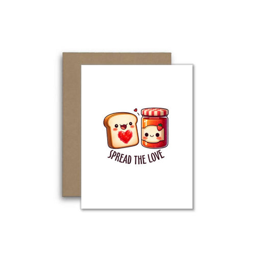 Spread the Love – Cute Bread & Jam Pun Greeting Card