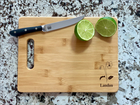 Violet Cutting Board | Flower Charcuterie Board | Custom Serving Tray | Personalized February Gift | Wedding Anniversary Gift