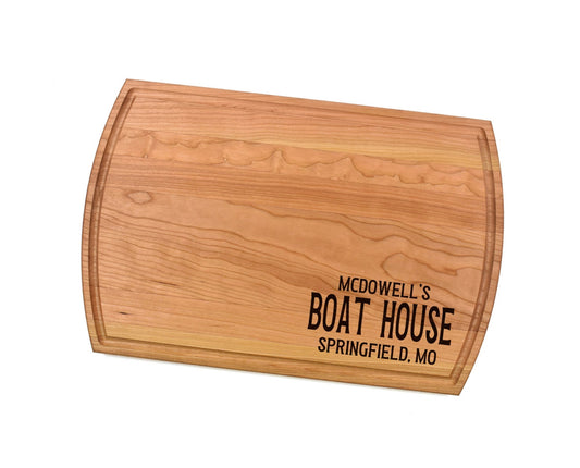 Personalized Boat House Cutting Board | Boathouse Charcuterie Board | Custom Serving Tray | Personalized Lake River Gift | Cabin Gift