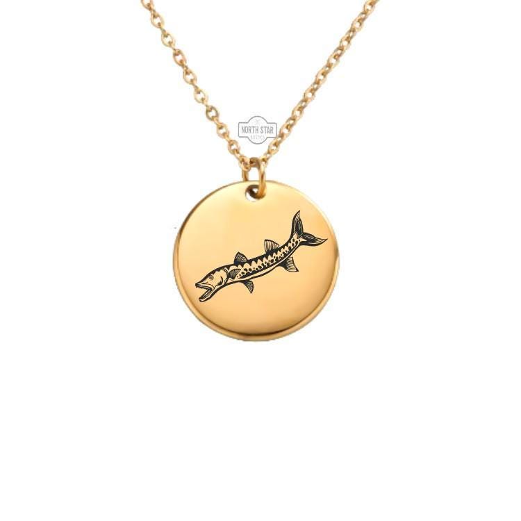 Barracuda Necklace or Keychain – Personalized Saltwater Fishing or Ocean Lover Gift in Gold or Silver, Fierce Sea Charm