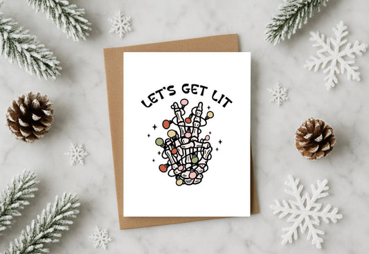 Let’s Get Lit Funny Christmas Card with Holiday Lights – Fun