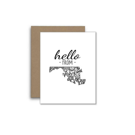Hello from Maryland Card – Boho Mandala State Outline