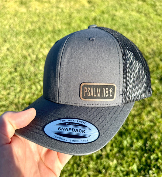 Psalm 118:6  Trucker Hat – Bible Verse Snapback Cap, Faith Over Fear Hat, Christian Gift, The Lord Is With Me Hat