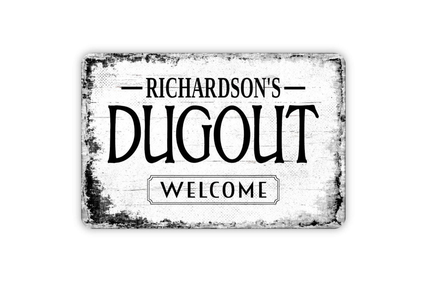 Dugout Sign - Personalized Baseball Man Cave Sports Bar Metal Wall Art - Custom Name Sign