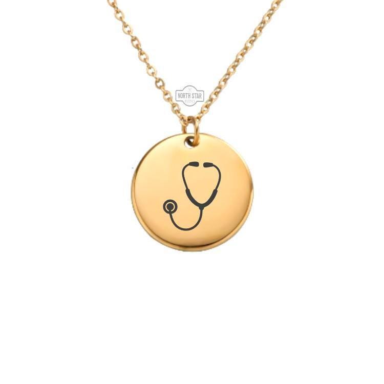 Stethoscope Necklace or Keychain – Personalized Medical Gift in Gold or Silver, Healthcare Charm for Nurse, Doctor, or Medical Student