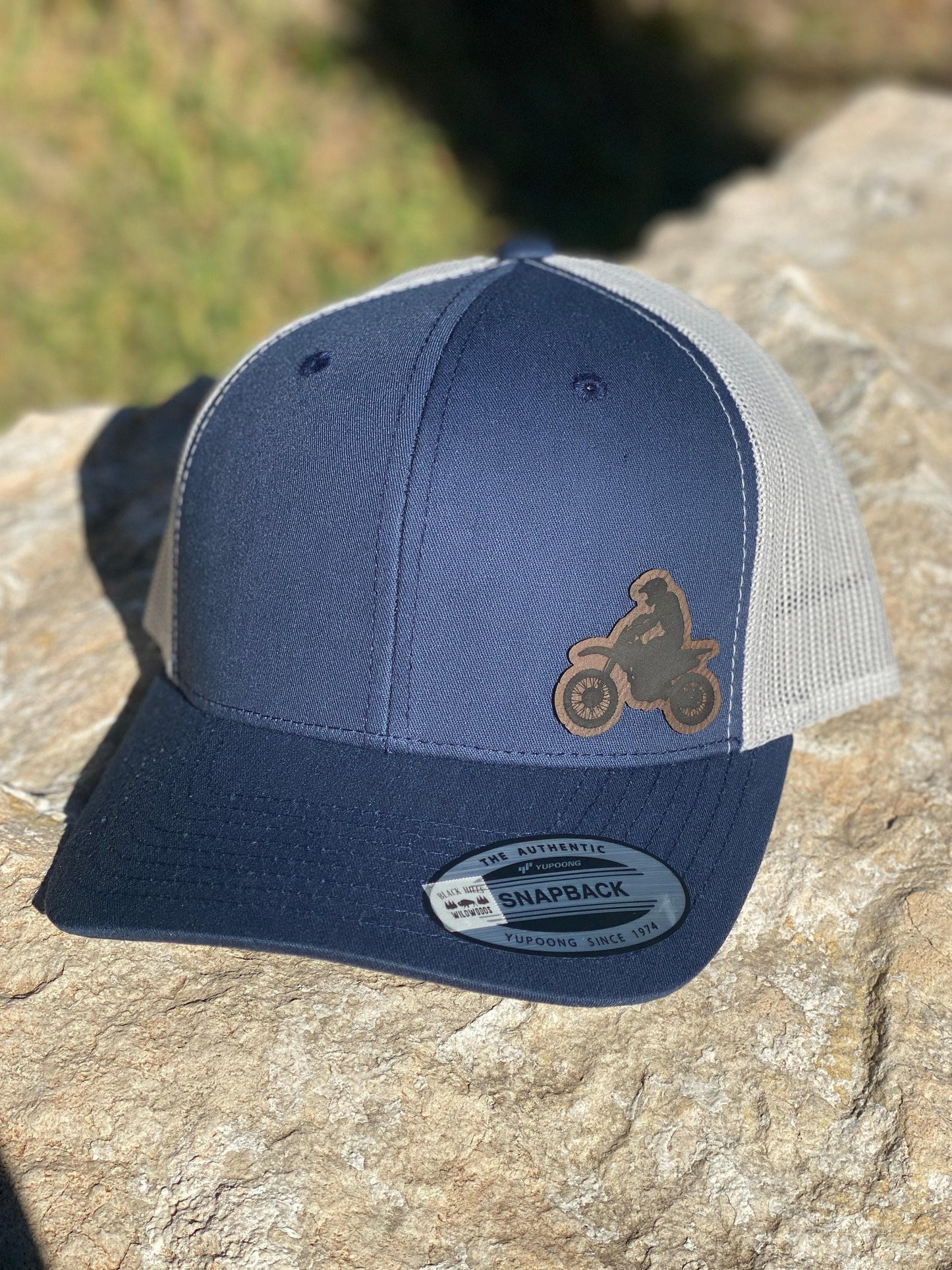Dirt Bike  Trucker Hat – Snapback Cap with Motocross Rider Engraving, Off-Road Gift for Biker or MX Fan