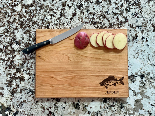 Trout Fish Cutting Board | Fisherman Charcuterie Board | Custom Serving Tray | Personalized Fish Filet Board | Wedding Anniv Gift