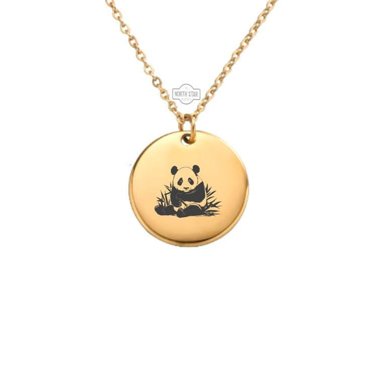 Panda Necklace - Wildlife Animal Bear Gold or Silver Minimalist Dainty Engraved Custom Pendant Charm Jewelry - Personalized Gift for Her