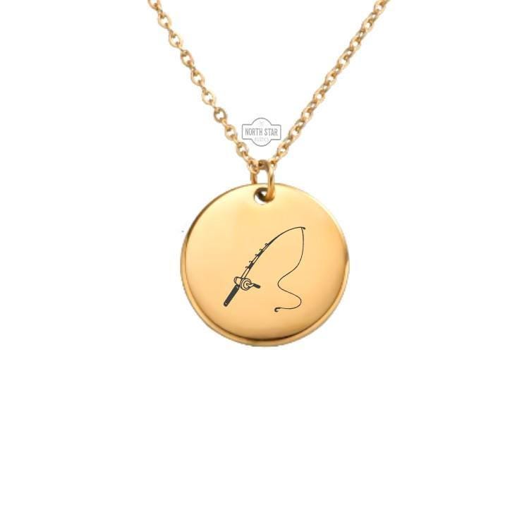 Fishing Pole Necklace or Keychain – Fisherman Gift for Him or Her, Personalized Outdoor Jewelry in Gold or Silver