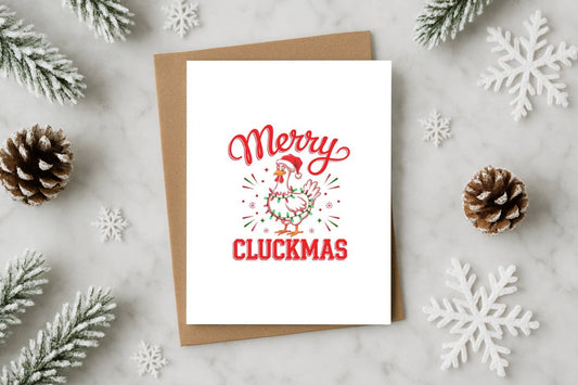 Merry Cluckmas Funny Chicken Christmas Card – Hilarious Holi