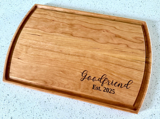 Personalized Cutting Board with Last Name & Established Date Script Font – Custom Wedding Gift, Engraved Kitchen Decor - Charcuterie Board