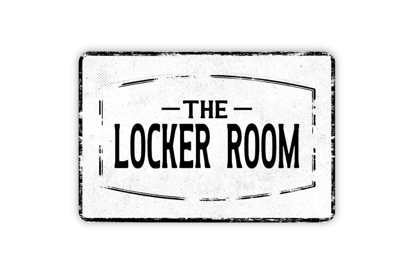 The Locker Room Sign - Personalized Metal Sign Wall Art - Vinyl Sticker Decal Novelty Gift