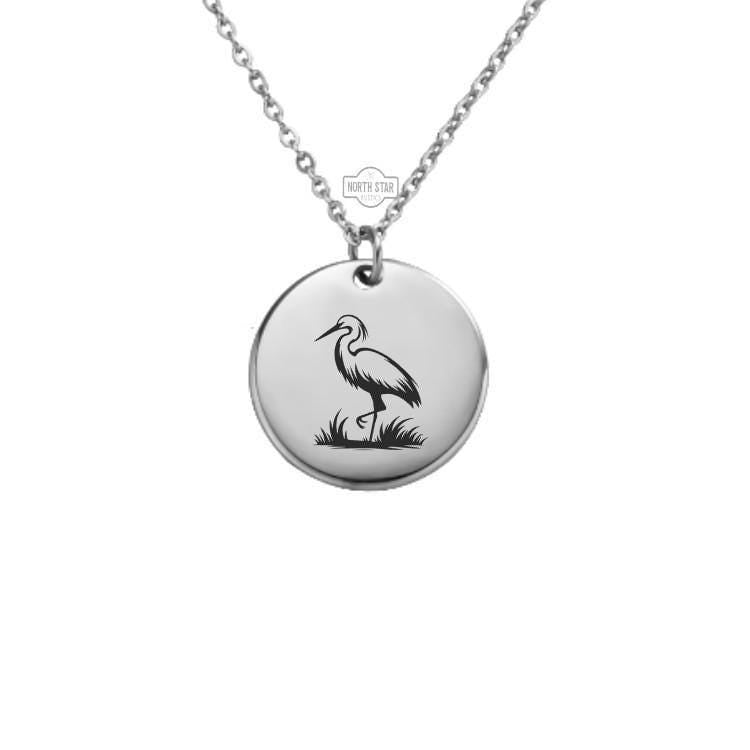 White Egret Necklace or Keychain – Personalized Bird Lover Gift in Gold or Silver, Elegant Water Bird Charm for Her or Him
