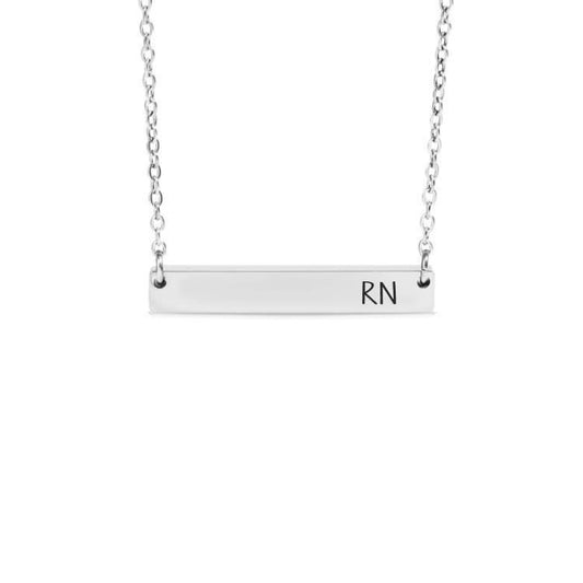 RN Bar Necklace or Keychain – Registered Nurse Gift – Engraved Minimalist Jewelry – Graduation or Nurse Appreciation Keepsake