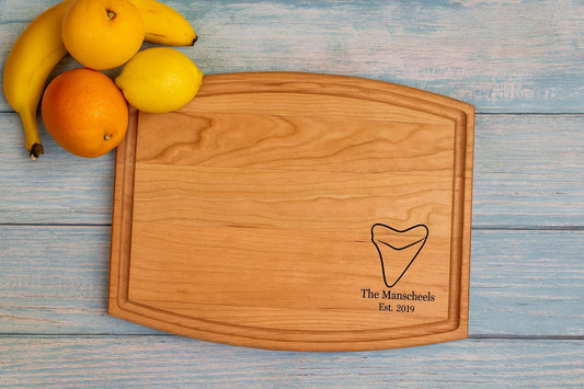 Shark Tooth Cutting Board | Meg Hunting Venice Florida Charcuterie Custom Serving Tray | Personalized House Closing Housewarming Present