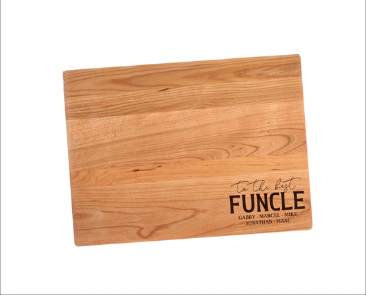 To The Best Funcle Cutting Board – Engraved Wood Gift for Fun Uncle, Funny Kitchen Decor, Uncle Birthday or Holiday Gift Idea Niece Nephew