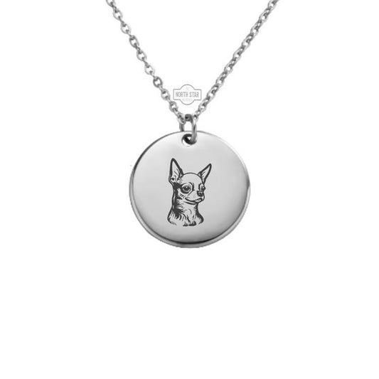 Chihuahua Dog Necklace - Puppy Gold or Silver Minimalist Dainty Engraved Custom Pendant Charm Jewelry - Personalized Gift For Her