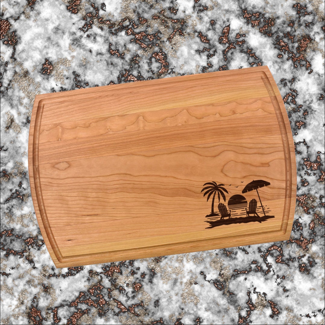 Beach Scene Cutting Board | Ocean Paradise Charcuterie Board | Custom Serving Tray | Personalized Beach House Gift | House Closing Gift