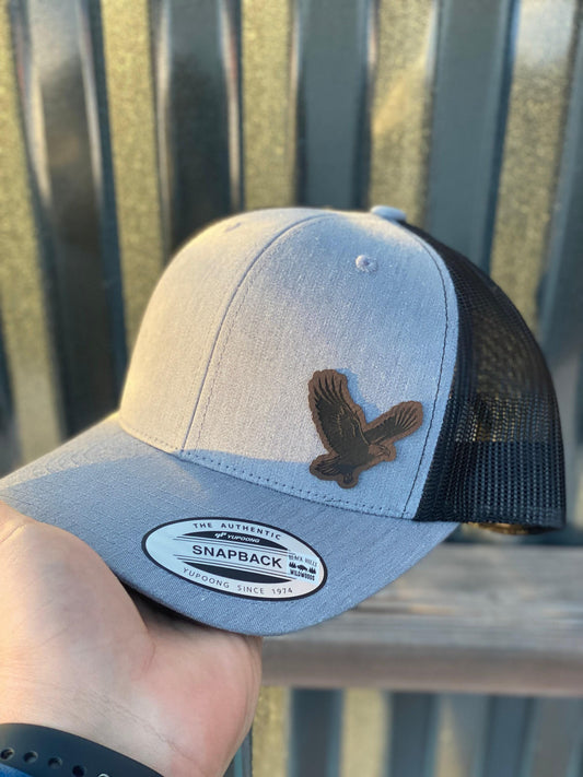 Soaring Eagle Hat – Snapback Trucker Hat with Leatherette Patch – Bald Eagle Cap – Patriotic Gift – Wildlife Hat – Freedom Trucker Hat