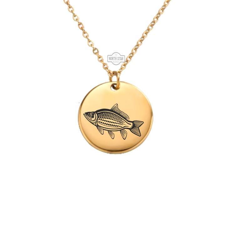 Carp Fish Necklace or Keychain – Personalized Fishing Gift in Gold or Silver, Lucky or Sport Fish Charm for Her or Him