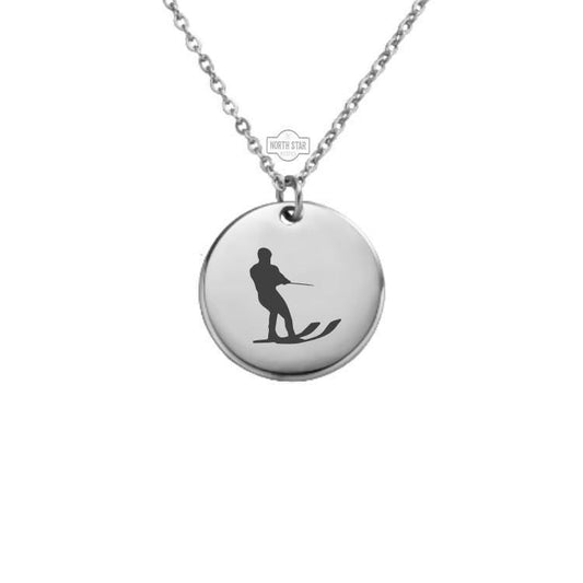 Water Skiing Necklace or Keychain – Personalized Gold or Silver Lake Life Charm, Gift for Ski Lovers, Summer Sports Jewelry for Her or Him
